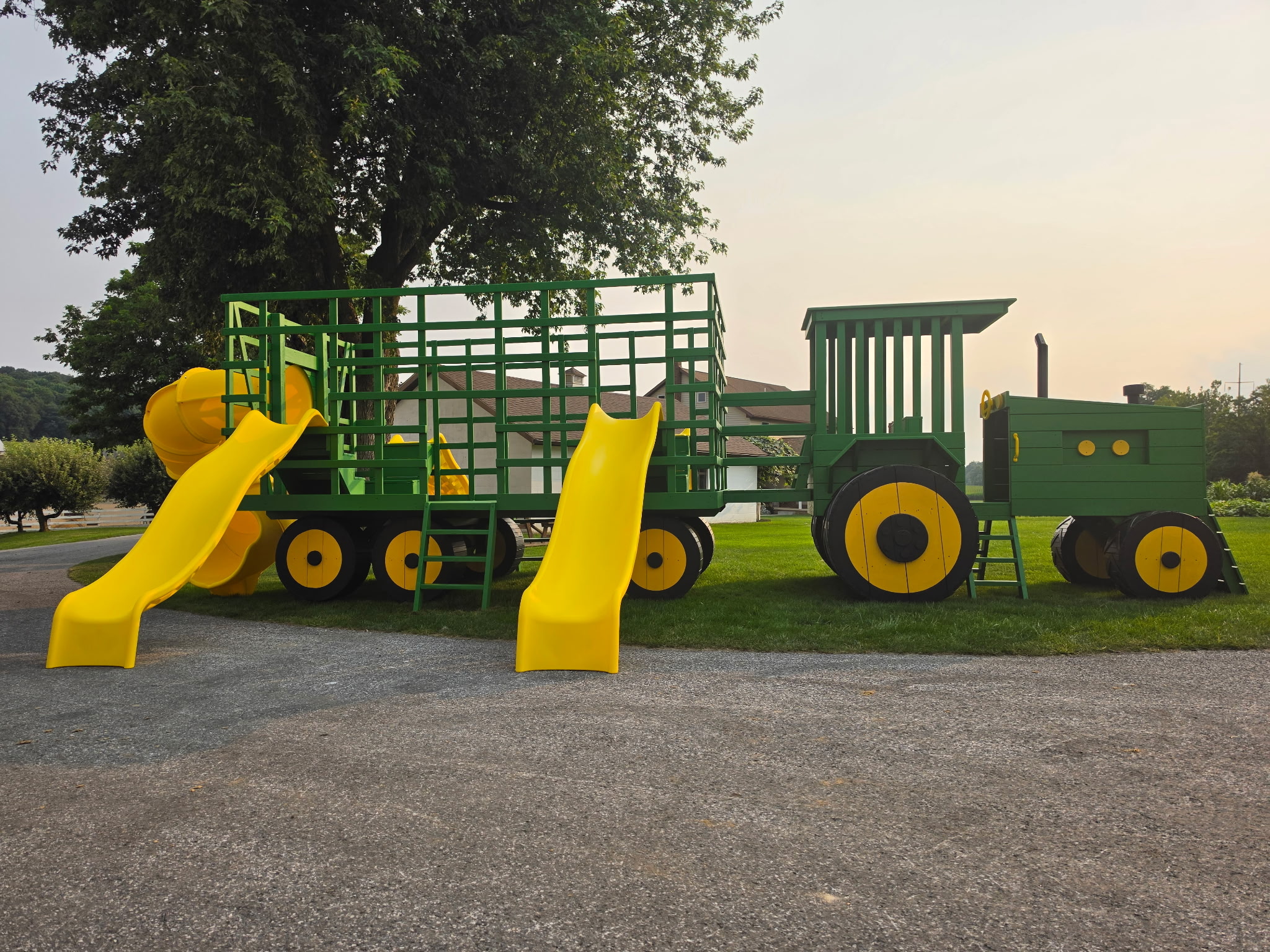 Large John Deer Tractor and Silage Wagon
