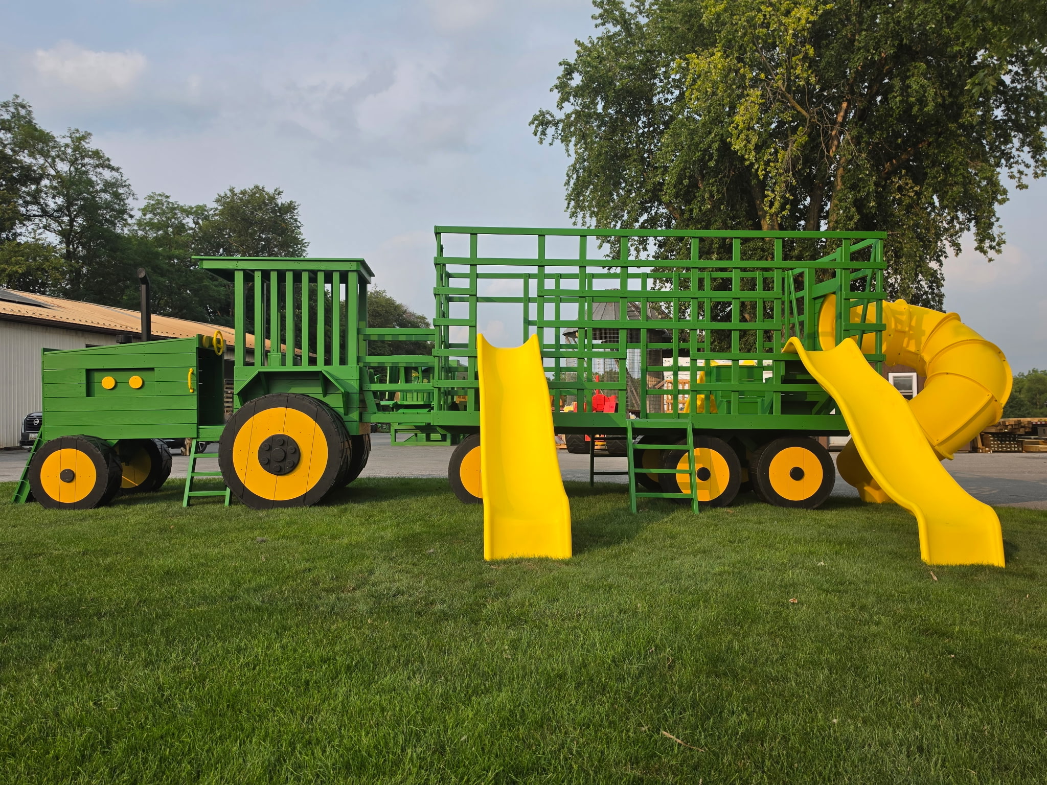 Large John Deer Tractor and Silage Wagon