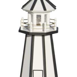 White with black lighthouse