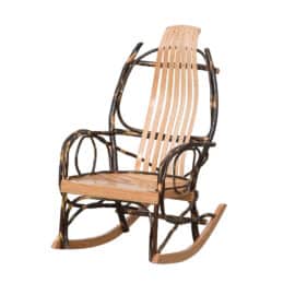 Hickory rocker with rustic arms