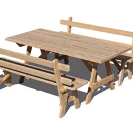 3’x6′ Picnic table with benches with backs