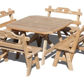 4’x4′ Picnic table with 40″ benches with backs