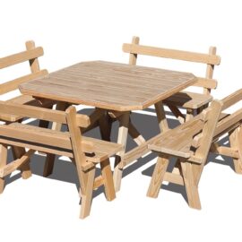 4’x6′ Picnic table with 66″ benches with backs