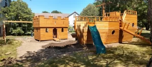 Wooden playgroup ship and castle