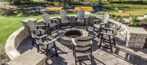 Vinyl furniture placed around a fire pit